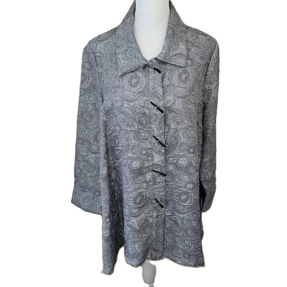 Moonlight Y&S Textured Silver Gray Oversized 3/4 Sleeve Jacket Women's Size S - Picture 1 of 13
